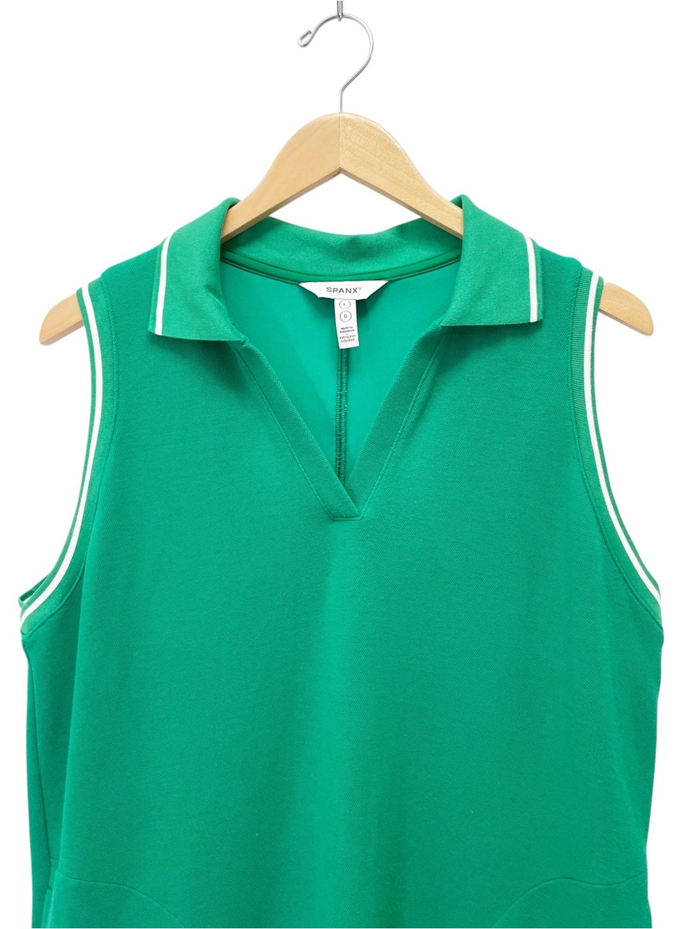 SPANX AirPique Polo Tank Dress L Field Green Sleeveless Athletic Mini Pockets - Picture 5 of 11